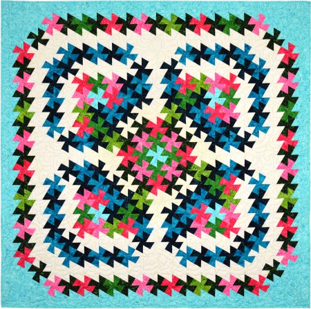 QM144 Twister Blooms throw quilt photo