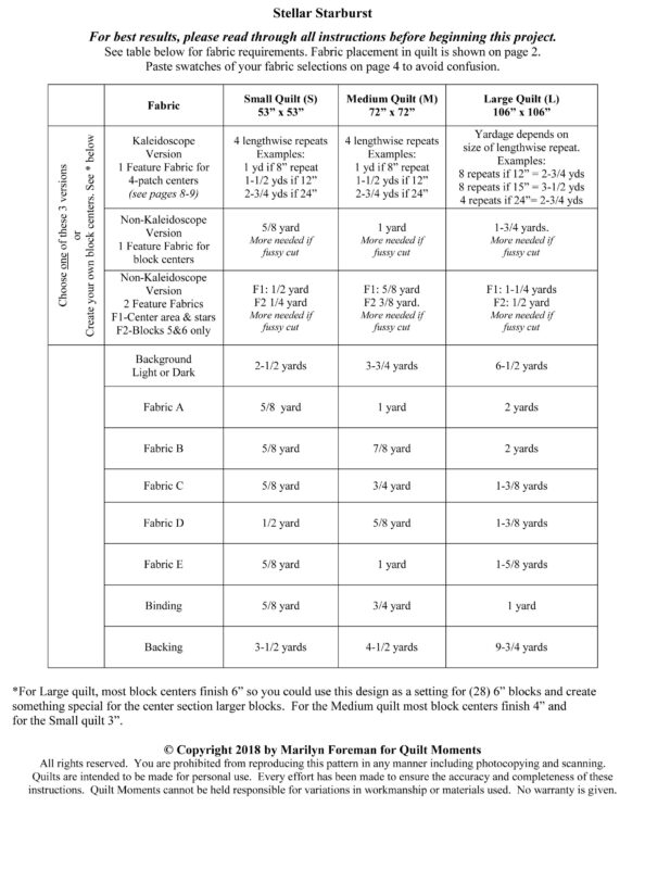 Stellar Starburst – Quilt Moments