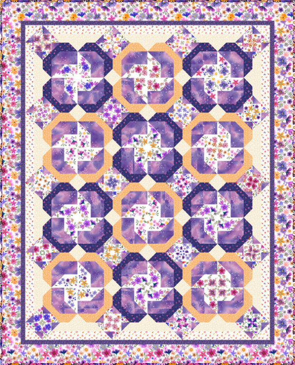 Spinning Wheel Quilt Tutorial using Morning Glory Striped Floral Fabric